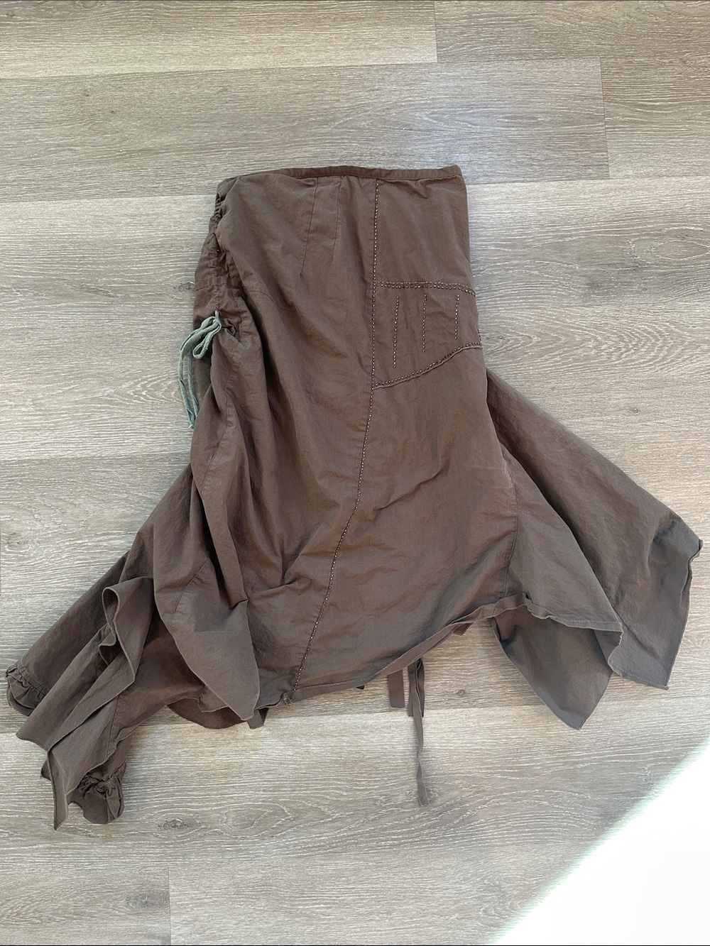 Brown Women's Flowy Asymmetric Skirt fairy boho euro y2k vintage 90s